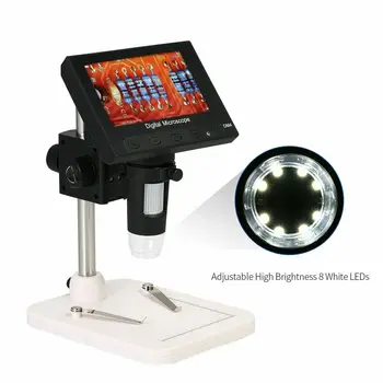 LED Lyser 1000X USB-Industrielle Mikroskop 720P 4,3 tommer Skærm, 5MP Digital Forstørrelse med Holder til Elektronik Reparation
