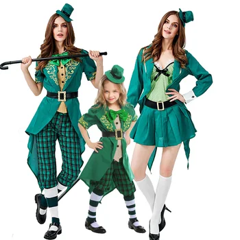 Dame Pige Karneval Leprechaun St. Patrick ' s Dag Kostume Halloween Irland Elf Forældre-Barn-Parade Cosplay Fancy Fest Kjole