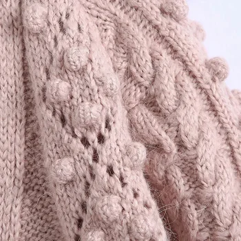 Kvinders Sweater Cardigan Trøjer Strikket Beskåret Jakker Mujer Frakker Femme Pearl Knapper Pink Sweater, Lange Ærmer Knitwears Za