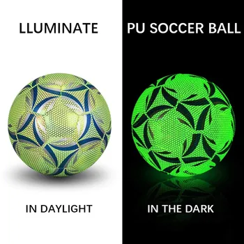 Nej 5 Nej 4 Reflekterende Lysende Lysende Fodbold Voksne Og Børn Spil, Træning, Fodbold PU slidstærk Med LED Lys